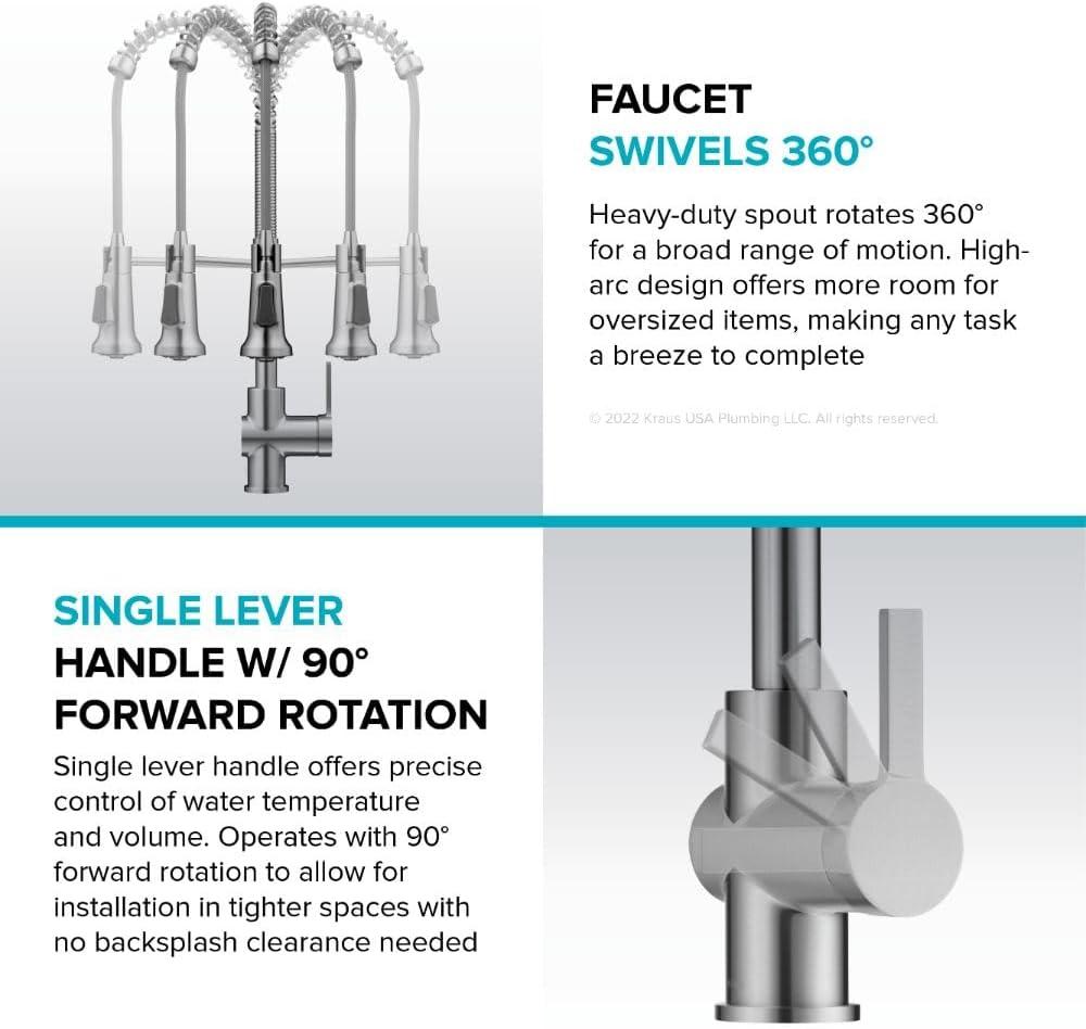 KRAUS Britt Commercial Style Single Handle Pull Down Kitchen Faucet