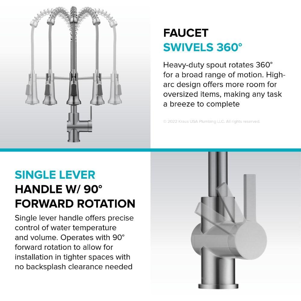 KRAUS Britt Commercial Style Single Handle Pull Down Kitchen Faucet