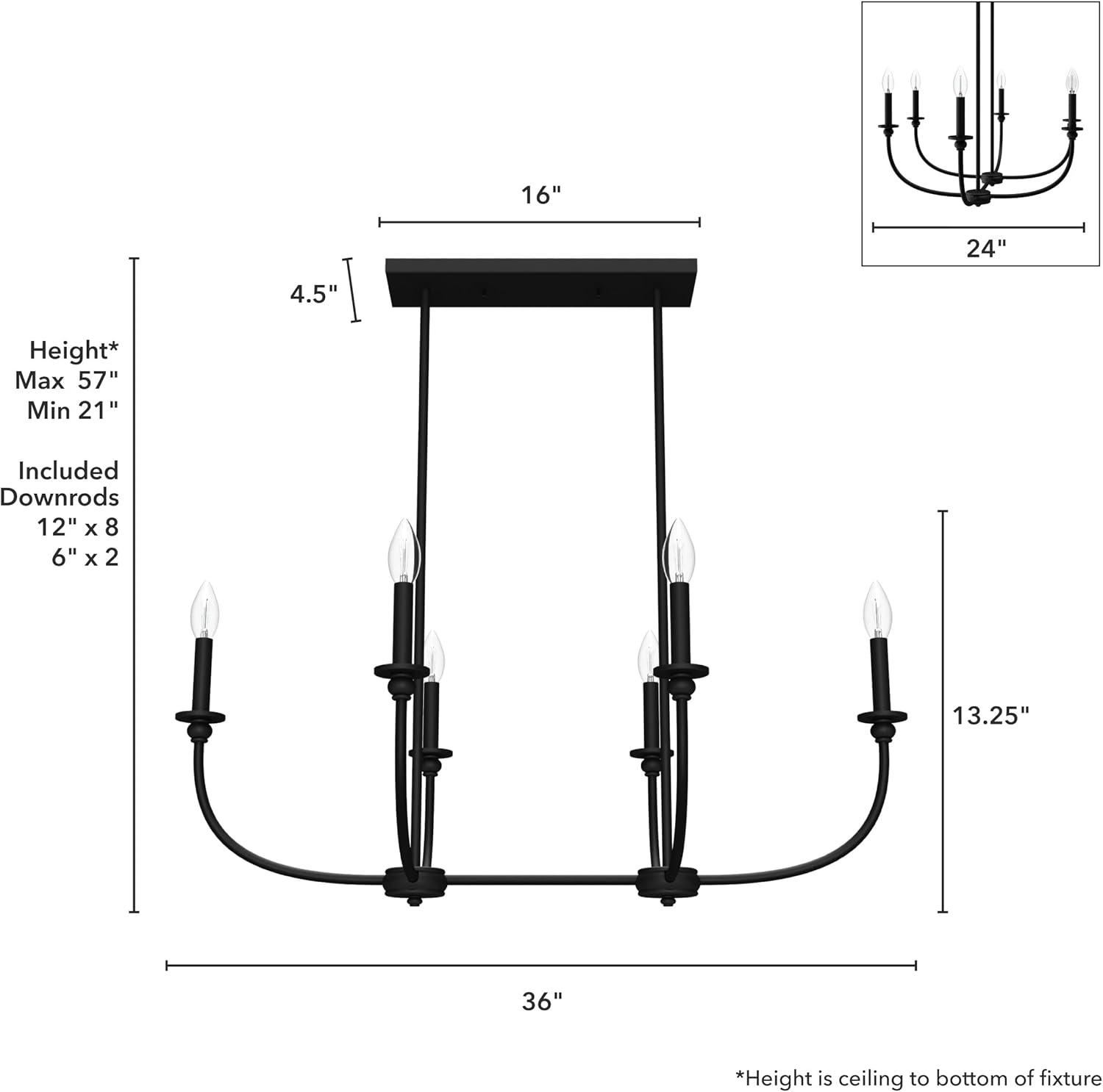 Hunter Southcrest 6 Light Linear Chandelier Ceiling Light Fixture