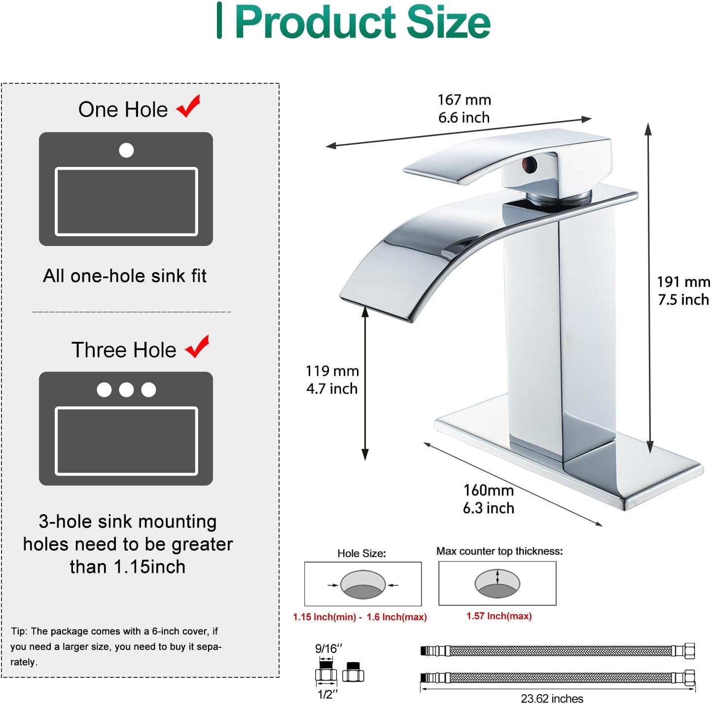 Chrome Modern Waterfall Single Handle Bathroom Faucet