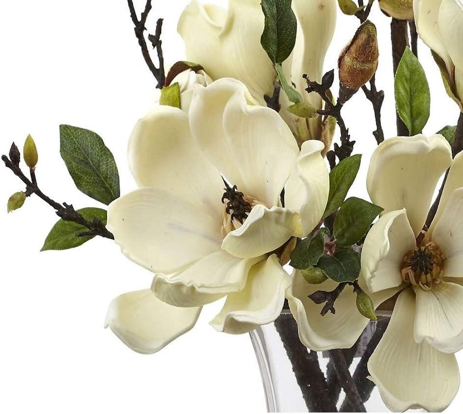 Serene White Magnolia Arrangement with Modern Glass Vase