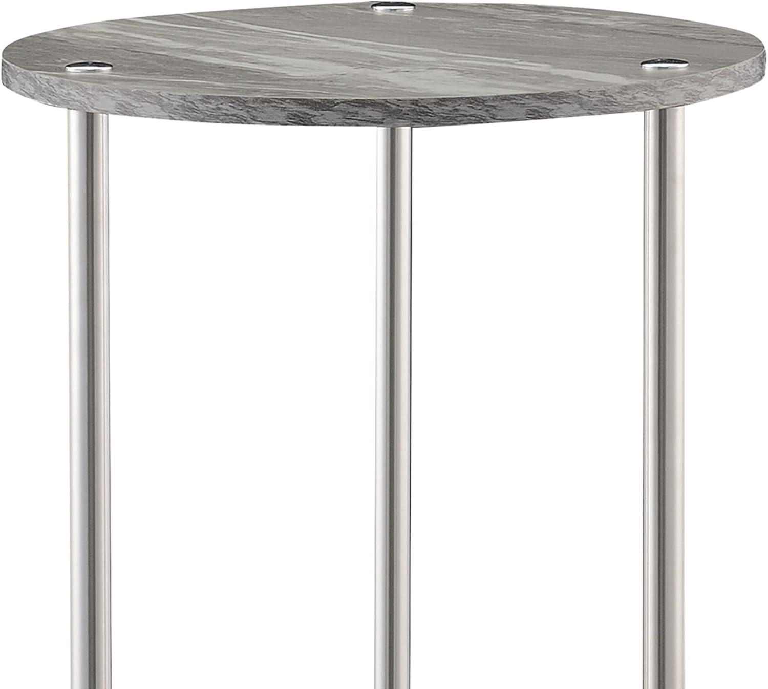 Convenience Concepts Designs2Go Round End Table, Faux Gray Marble & Chrome