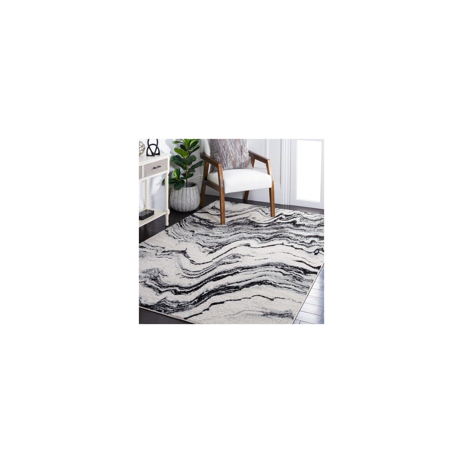 Tulum TUL274 Power Loomed Area Rug - Ivory/Black - 8'x10' - Safavieh.