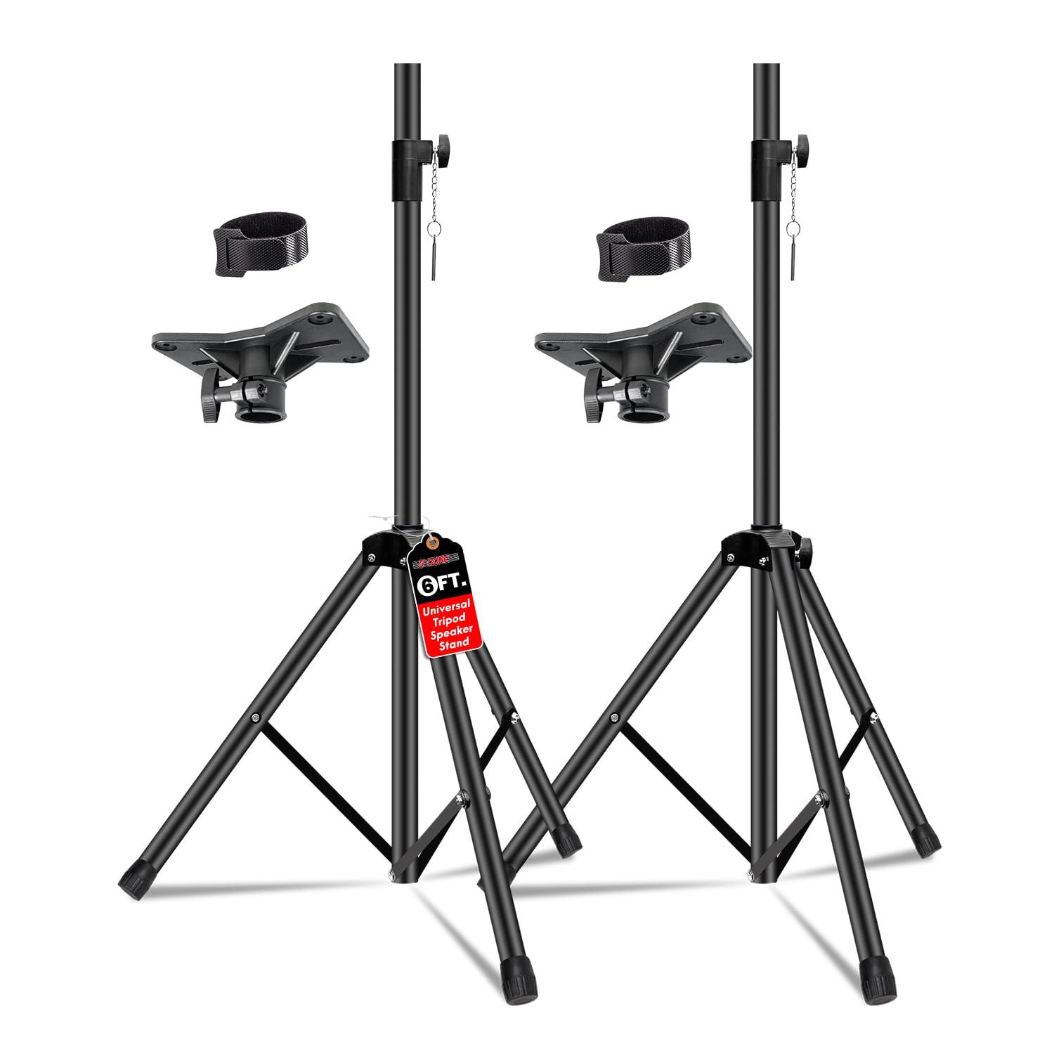 Inbox Zero 5 Core Speaker Stand Tripod Heavy Duty Adjustable Up to 72 Inch DJ Studio Monitor Stands Pole Mount