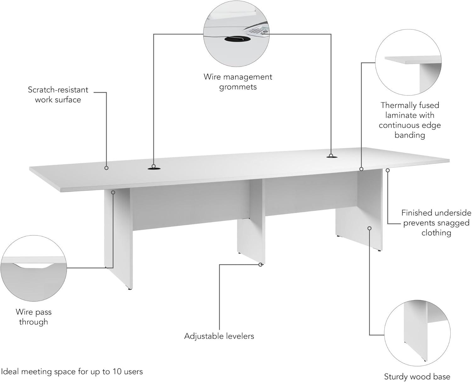 BBF 120W x 48D Boat Shaped Conference Table with Wood Base