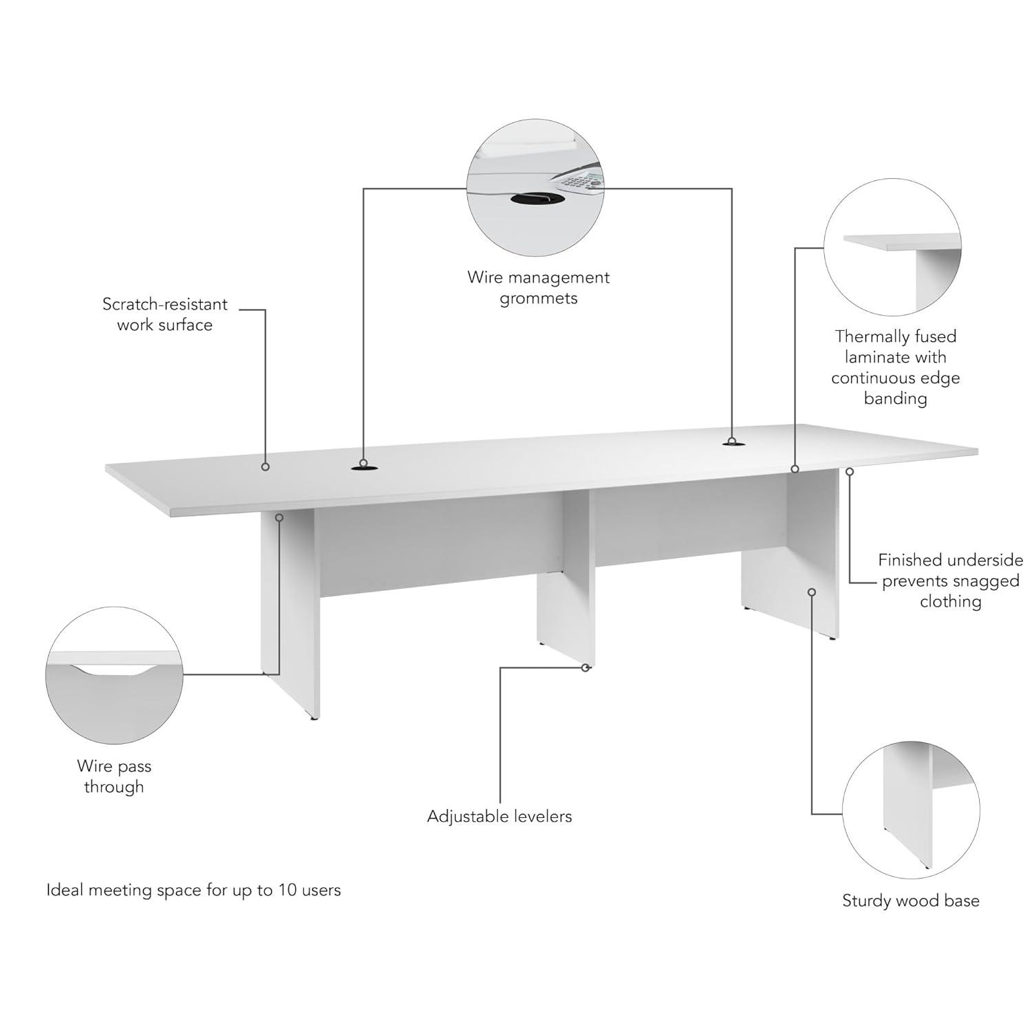 BBF 120W x 48D Boat Shaped Conference Table with Wood Base