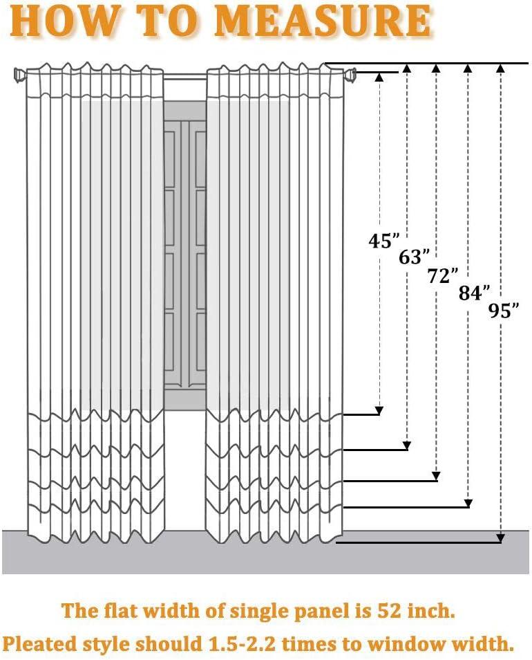 RYB HOME White Sheer Curtains Linen Texture Window Panels, Semi Sheer Drapes, 52 x 84, Pack of 2 W 52 x L 84 White