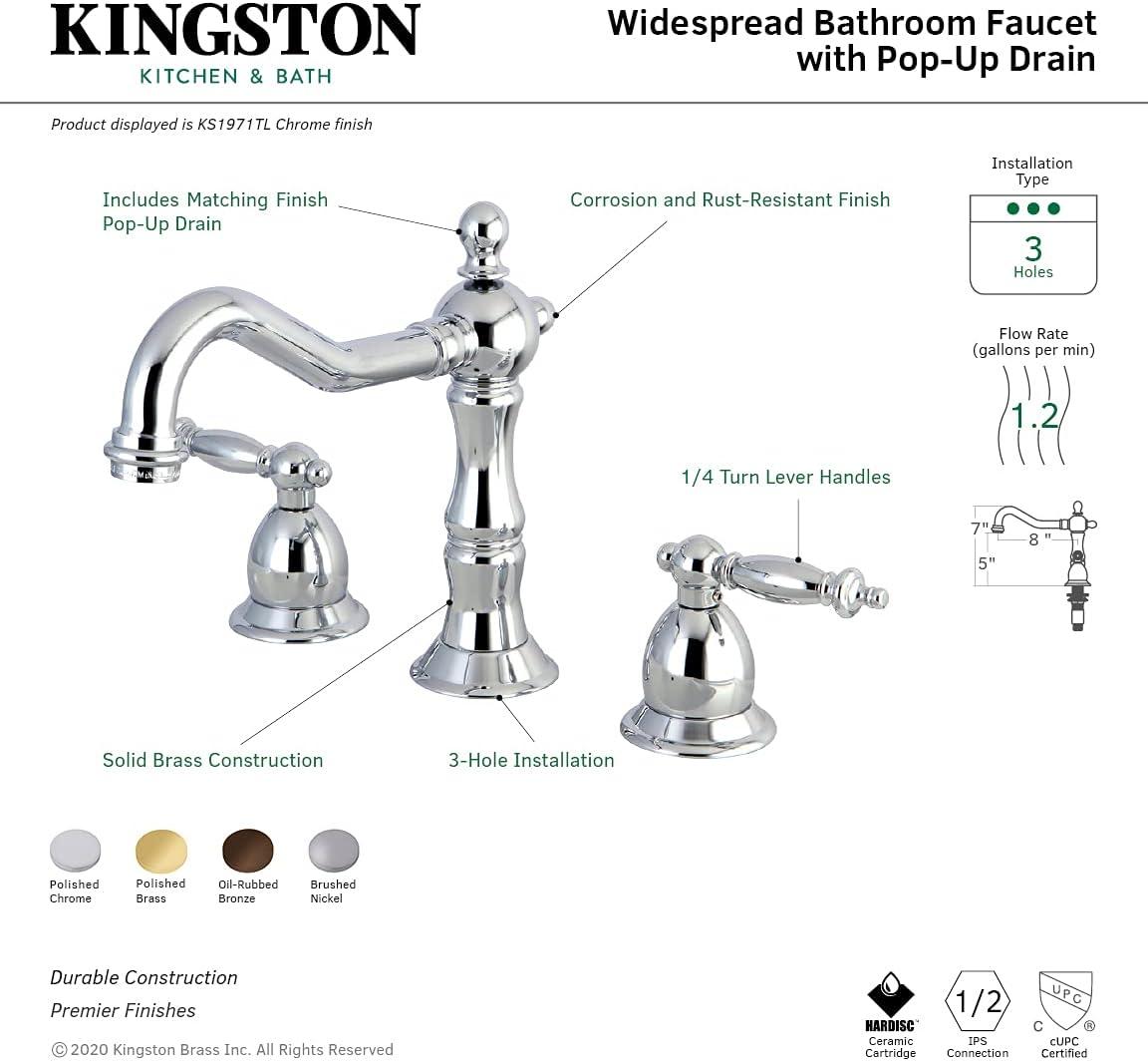 Kingston Brass KS1971TL 8 in. Widespread Bathroom Faucet, Polished Chrome