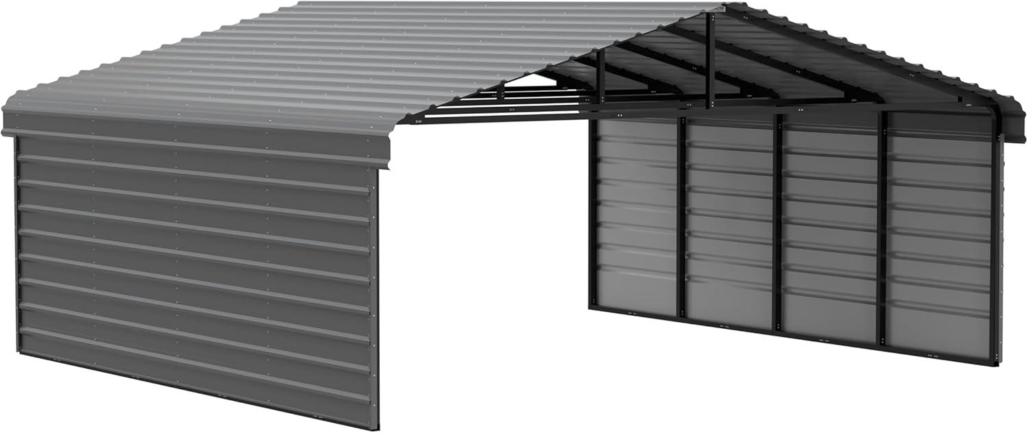 Arrow Eggshell Carport with 2-sided Enclosure