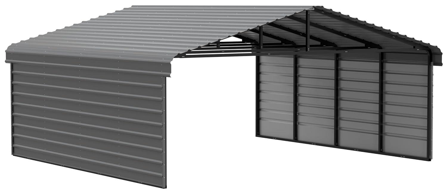 Arrow Eggshell Carport with 2-sided Enclosure