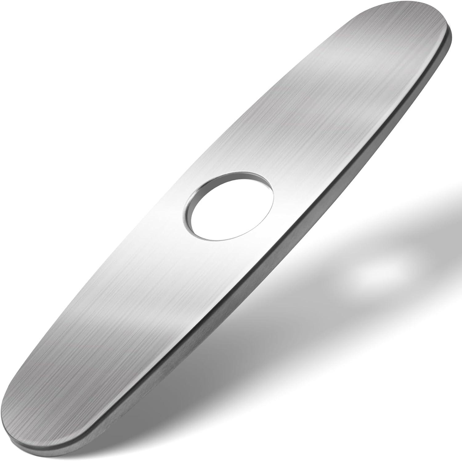 Brushed Nickel 10-Inch Stainless Steel Faucet Deck Plate