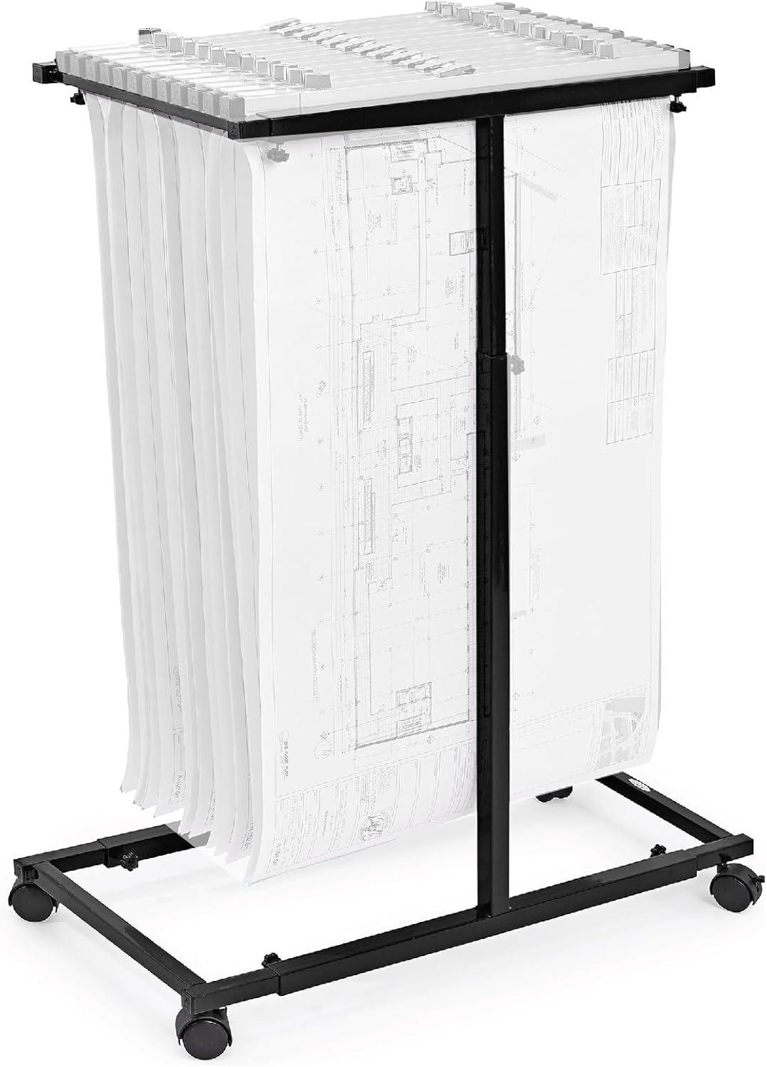 AdirOffice Mobile Blueprint Holder Vertical File Organizer for Hanging Files, Black