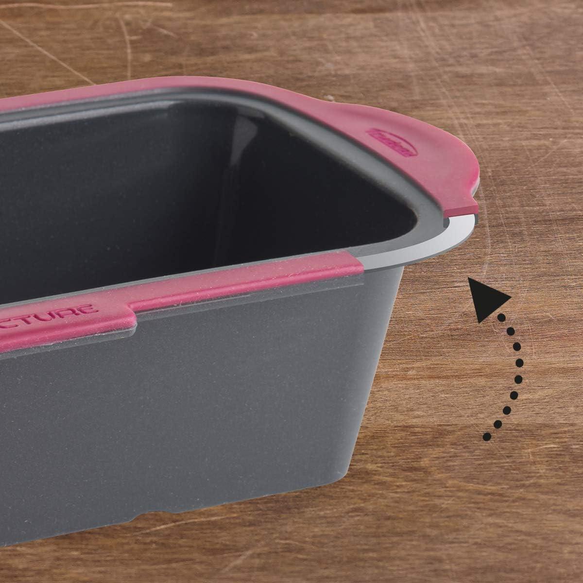 Gray and Pink Silicone Non-stick Loaf Pan with Steel Structure