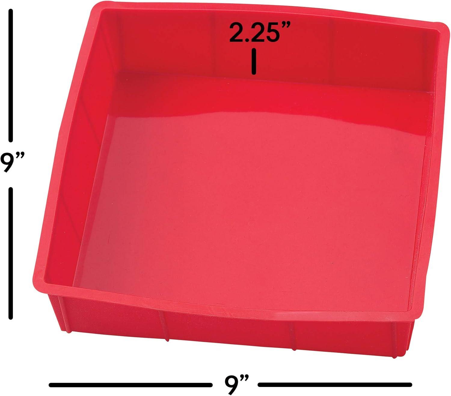 Red 9-Inch Square Non-Stick Silicone Cake Pan