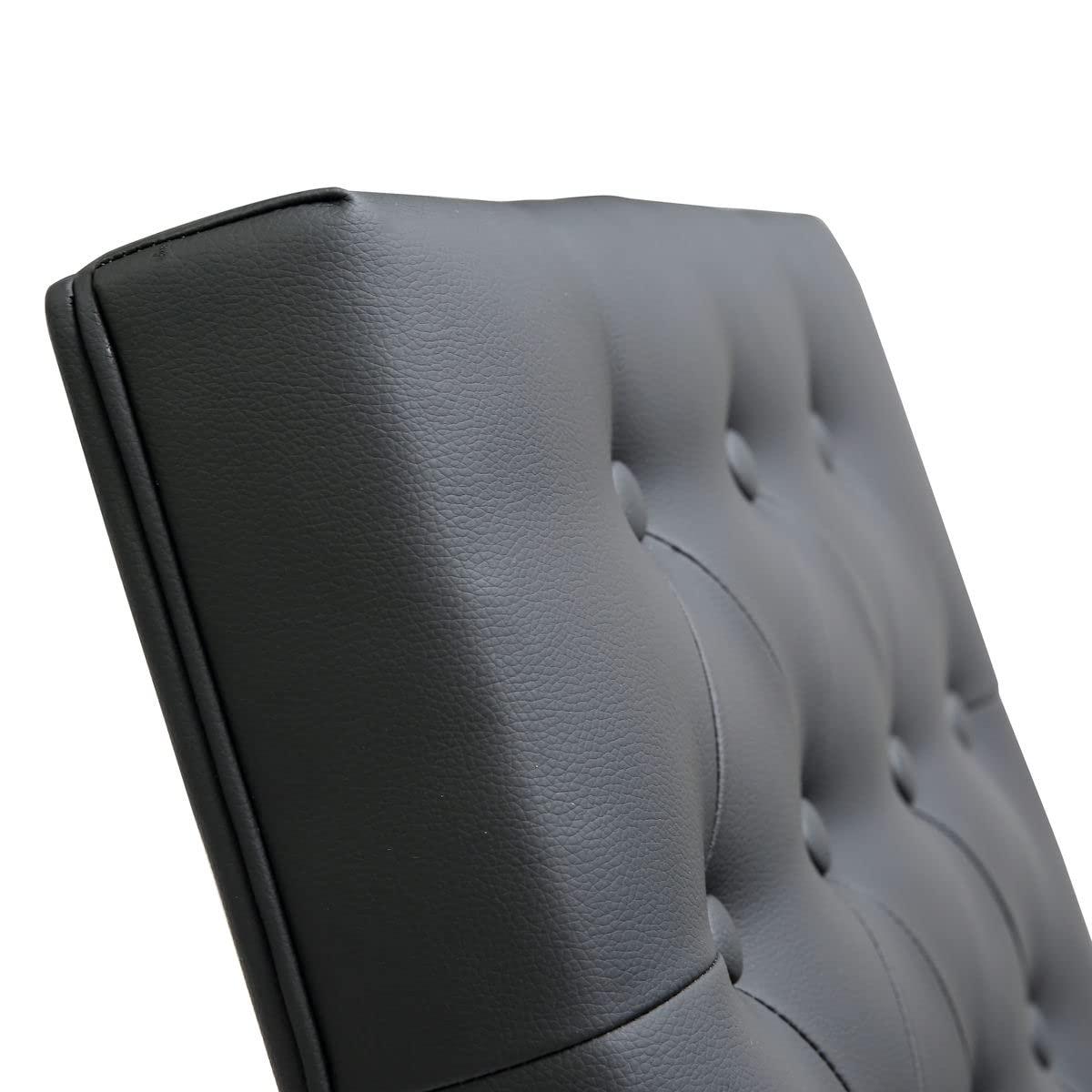 Contemporary Black Leather Swivel Bar Stool with Stainless Steel Base