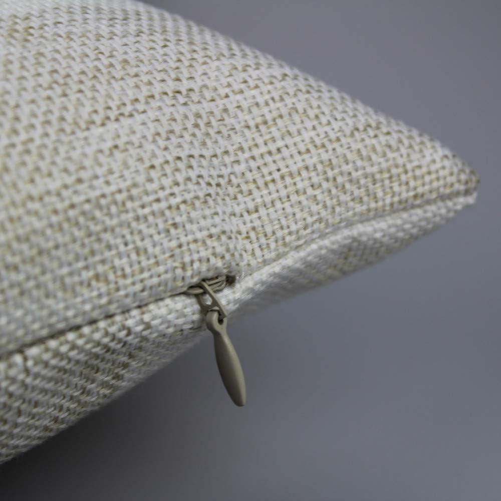Jiuhong Cotton Linen Throw Pillow Covers Farmhouse Decor Checkers Plaids Square Cushion Case Home Decorative for Sofa Bedroom Car, 2 Pack (Beige, 18 x 18 Inch)