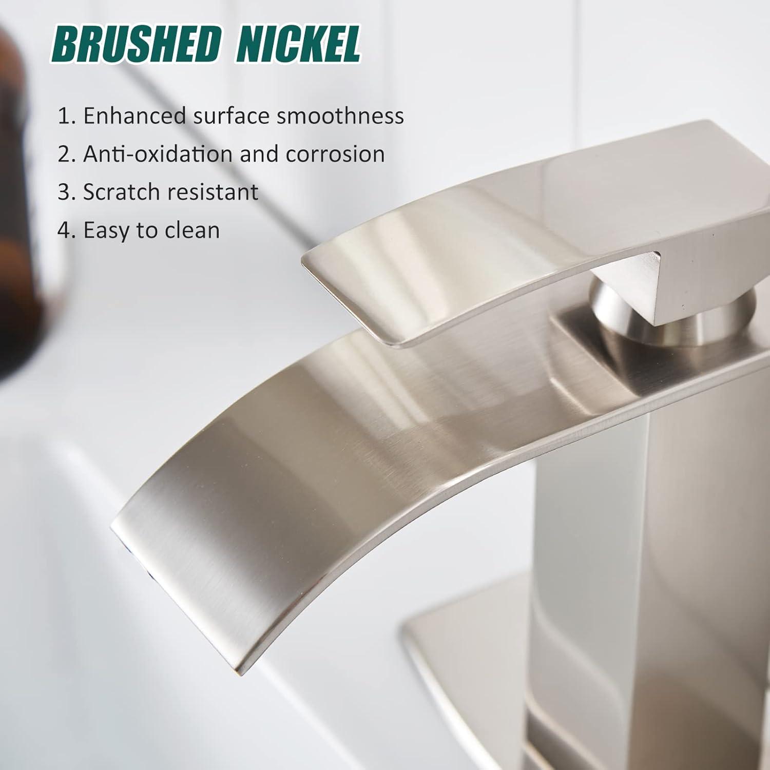 Brushed Nickel Single Handle Waterfall Bathroom Faucet