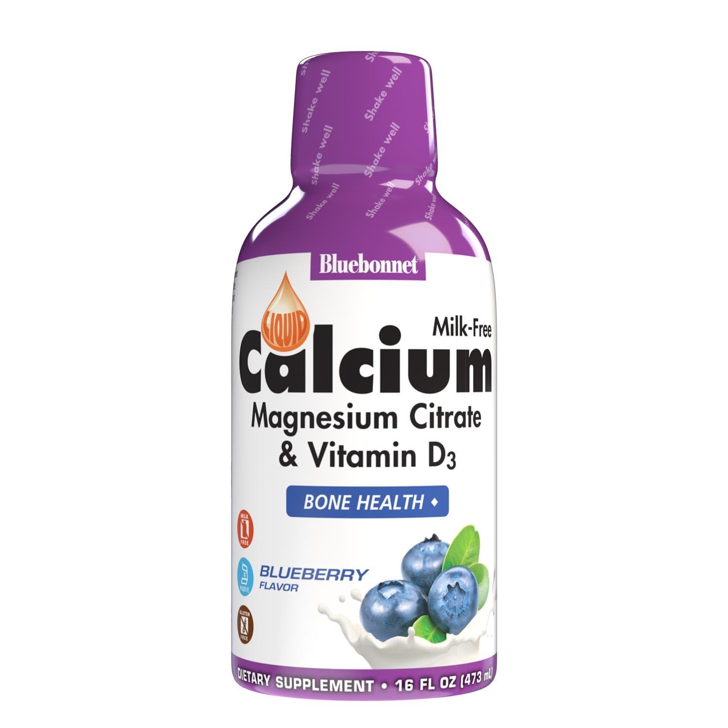 Bluebonnet Nutrition Liquid Calcium Magnesium Citrate & Vitamin D3, Blueberry, 16 fl oz (473 ml)