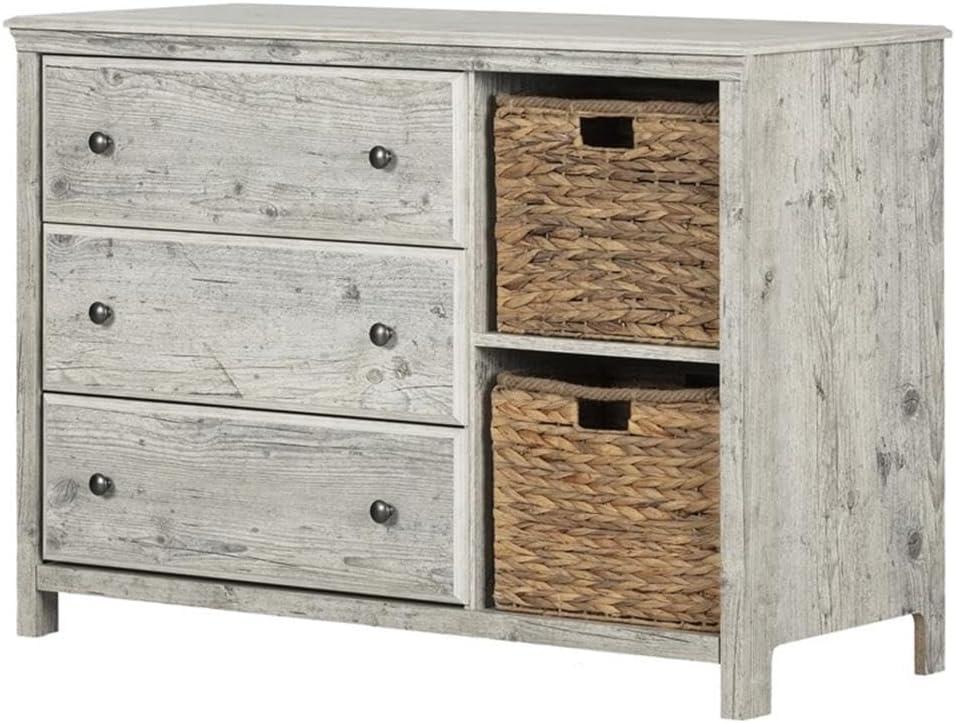 Cotton Candy 3-Drawer Dresser with Storage Baskets