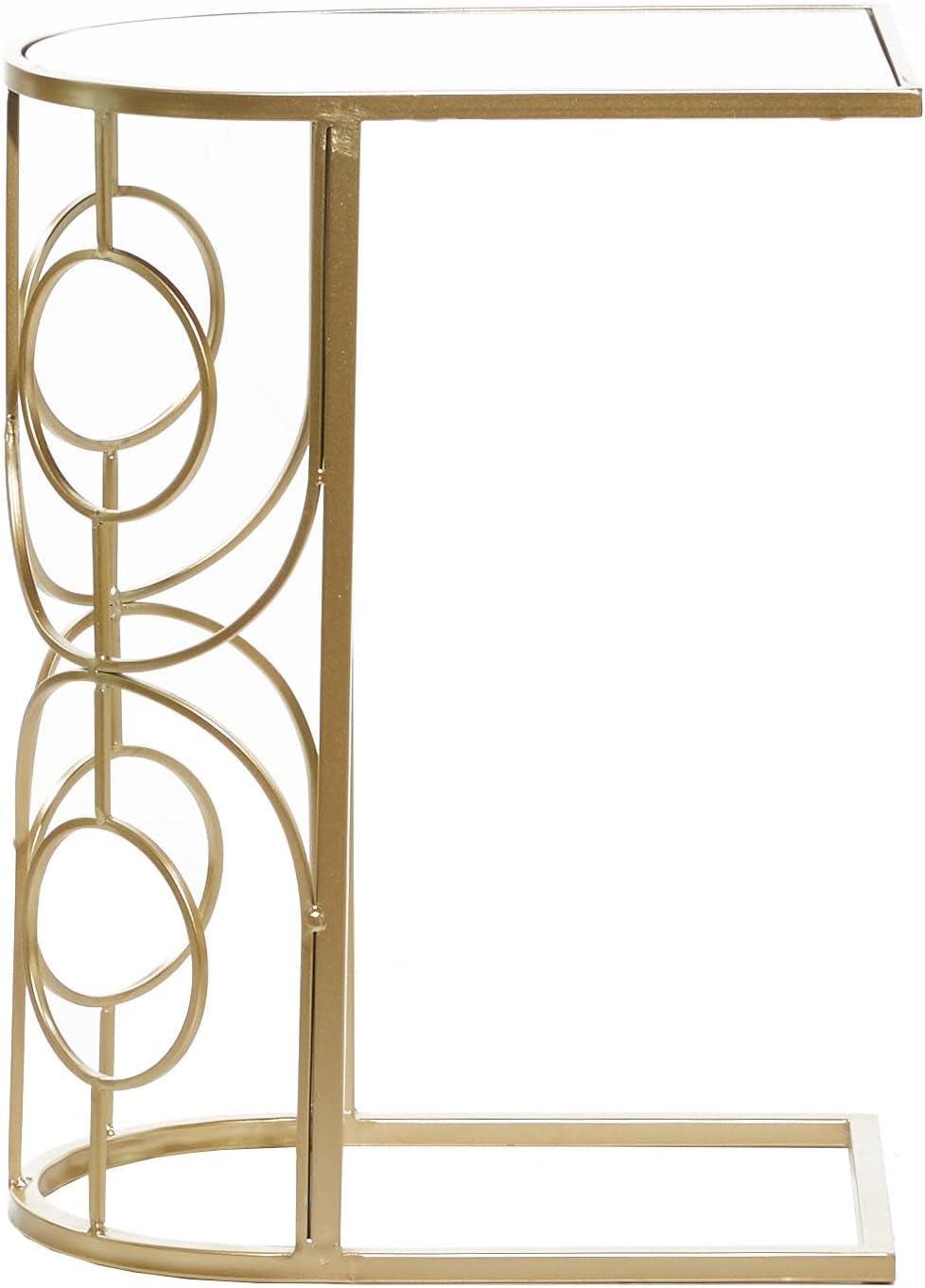 Contemporary Mirrored Accent Table Gold - Olivia & May: No Assembly, Indoor Use, Iron Frame