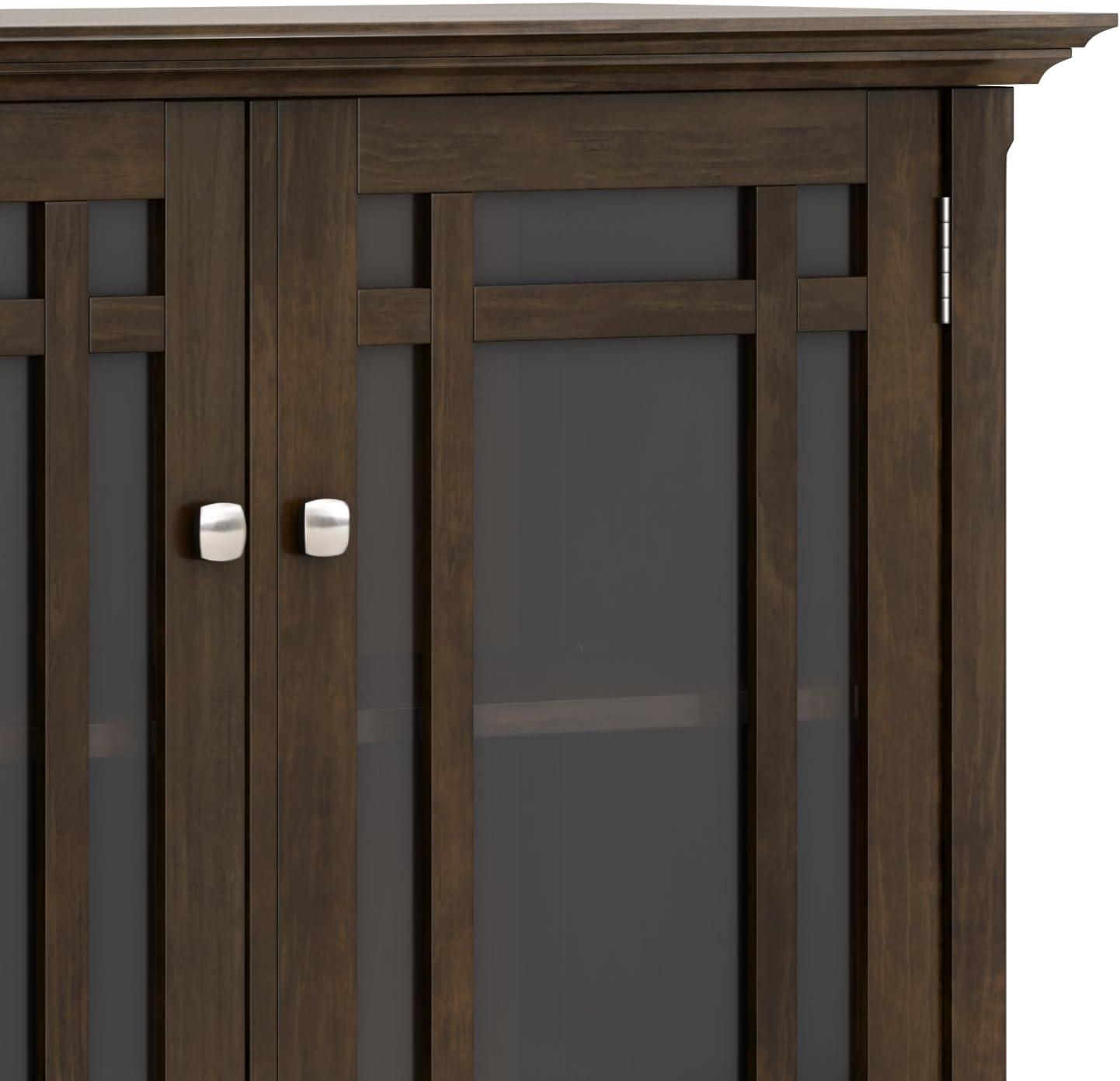 Simpli Home Bedford Transitional Solid Wood Storage Cabinet in Tobacco Brown