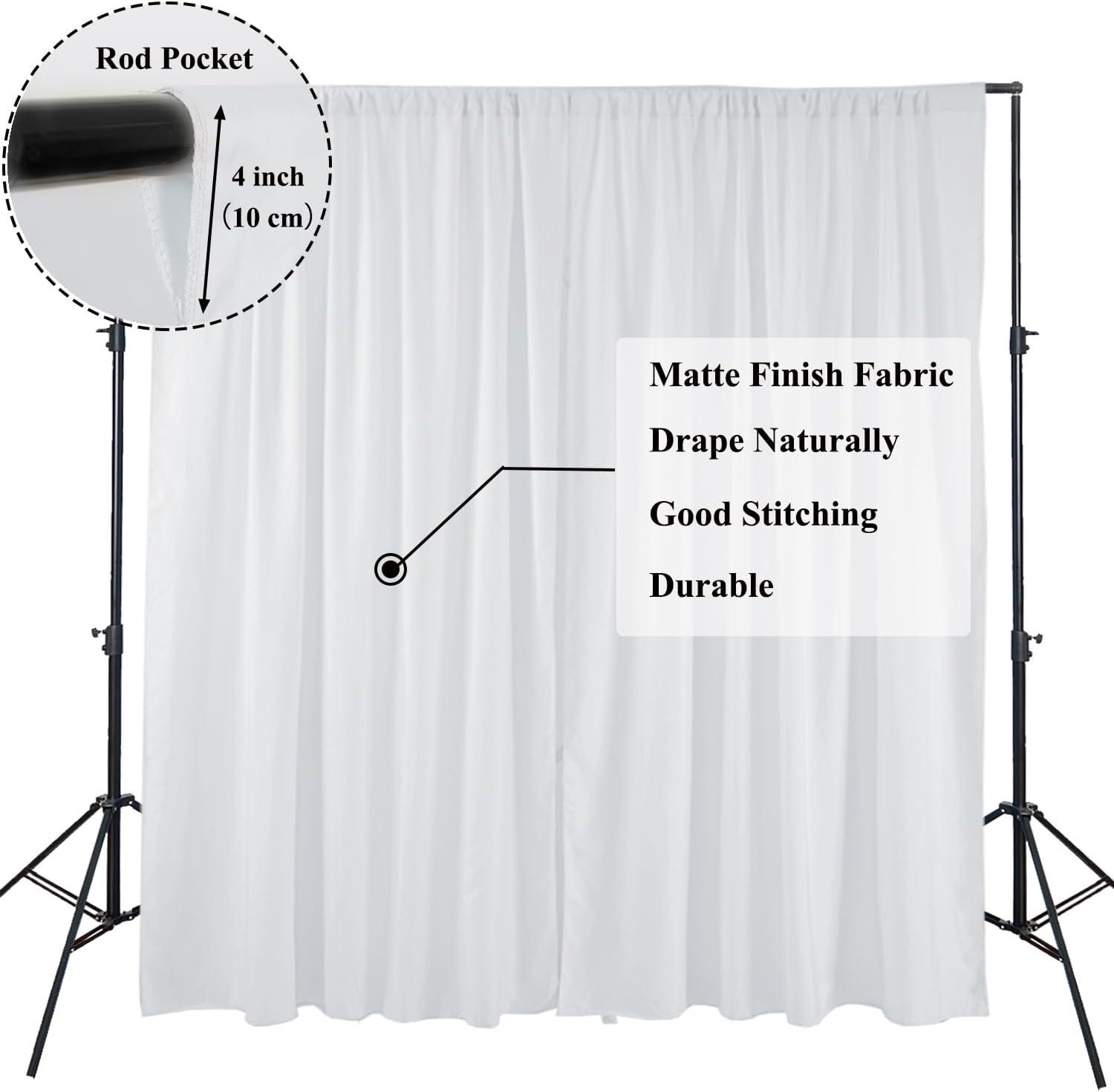 White Polyester Water-Resistant Backdrop Curtains 5ft x 10ft, 2 Panels