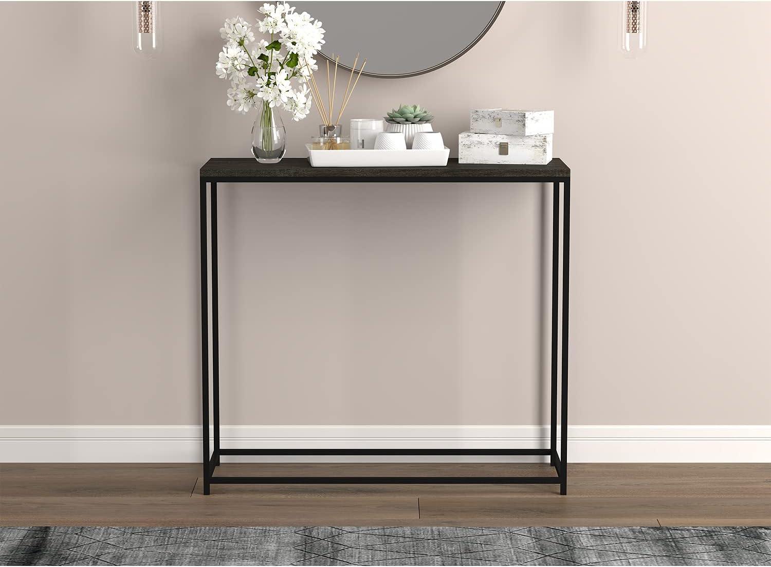31 in. Dark Grey Rectangle Wood Console Table