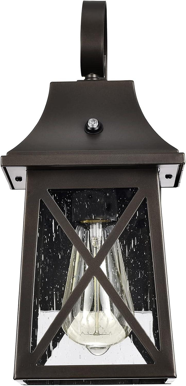 Farmhouse 1-Light Oil Rubbed Bronze Dusk to Dawn Outdoor Wall Lantern Sconce Porch Light Homedepot Light Fixtures