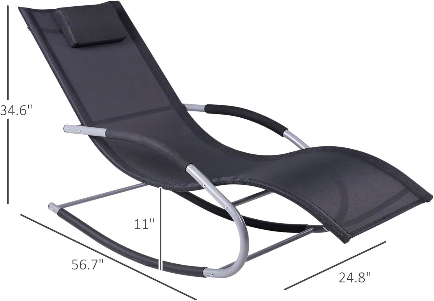 Outsunny Zero Gravity Rocking Chair Outdoor Chaise Lounge Chair Recliner Rocker with Detachable Pillow & Durable Weather-Fighting Fabric