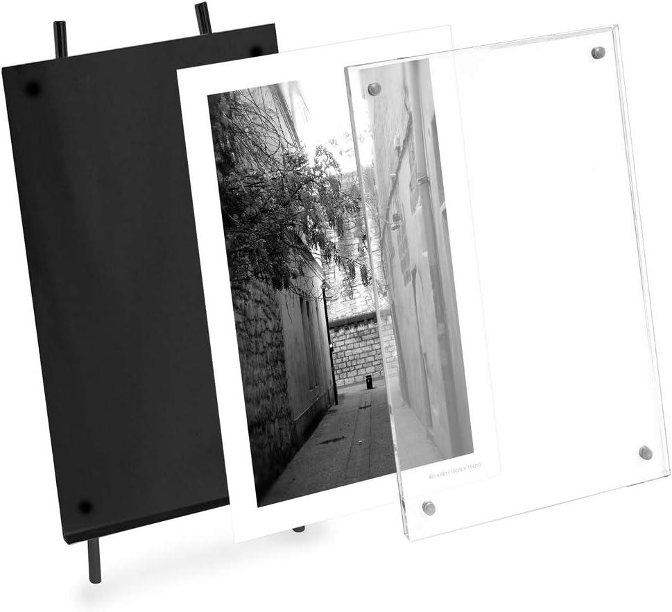 Isaac Jacobs 4x6 Black Magnetic Acrylic Metal Easel Frame 4x6 Vertical Black