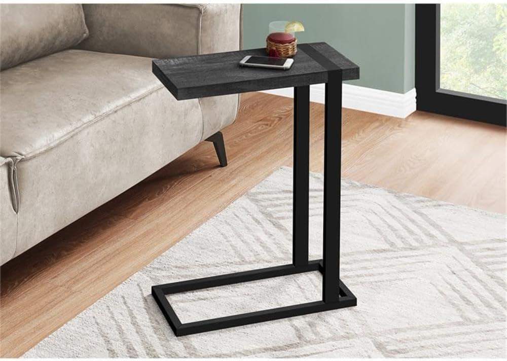 Monarch Accent Table, C-shaped, End, Side, Snack, Living Room, Bedroom, Black Laminate