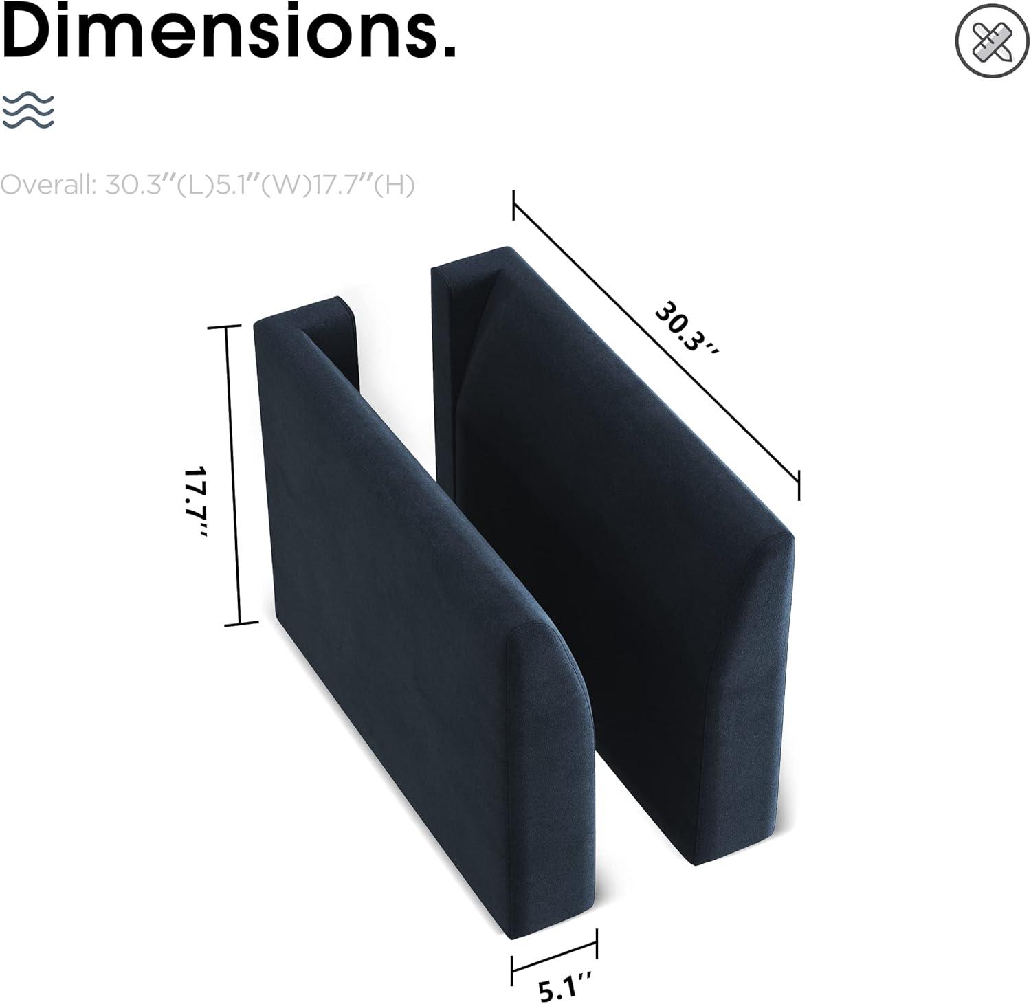 HONBAY Armrest Module for Modular Sectional Sofa, Pair of Sofa Armrest for Sectional Modular Couch, Velvet Dark Blue
