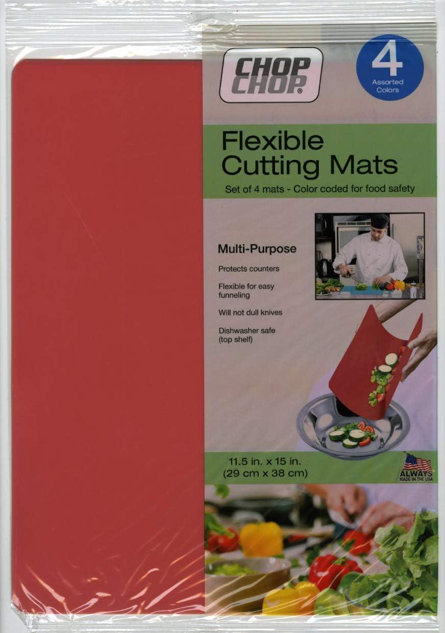 Cut N' Funnel Multi-Color Flexible Plastic Cutting Board Mats 4 Pack 15" by 11.5"