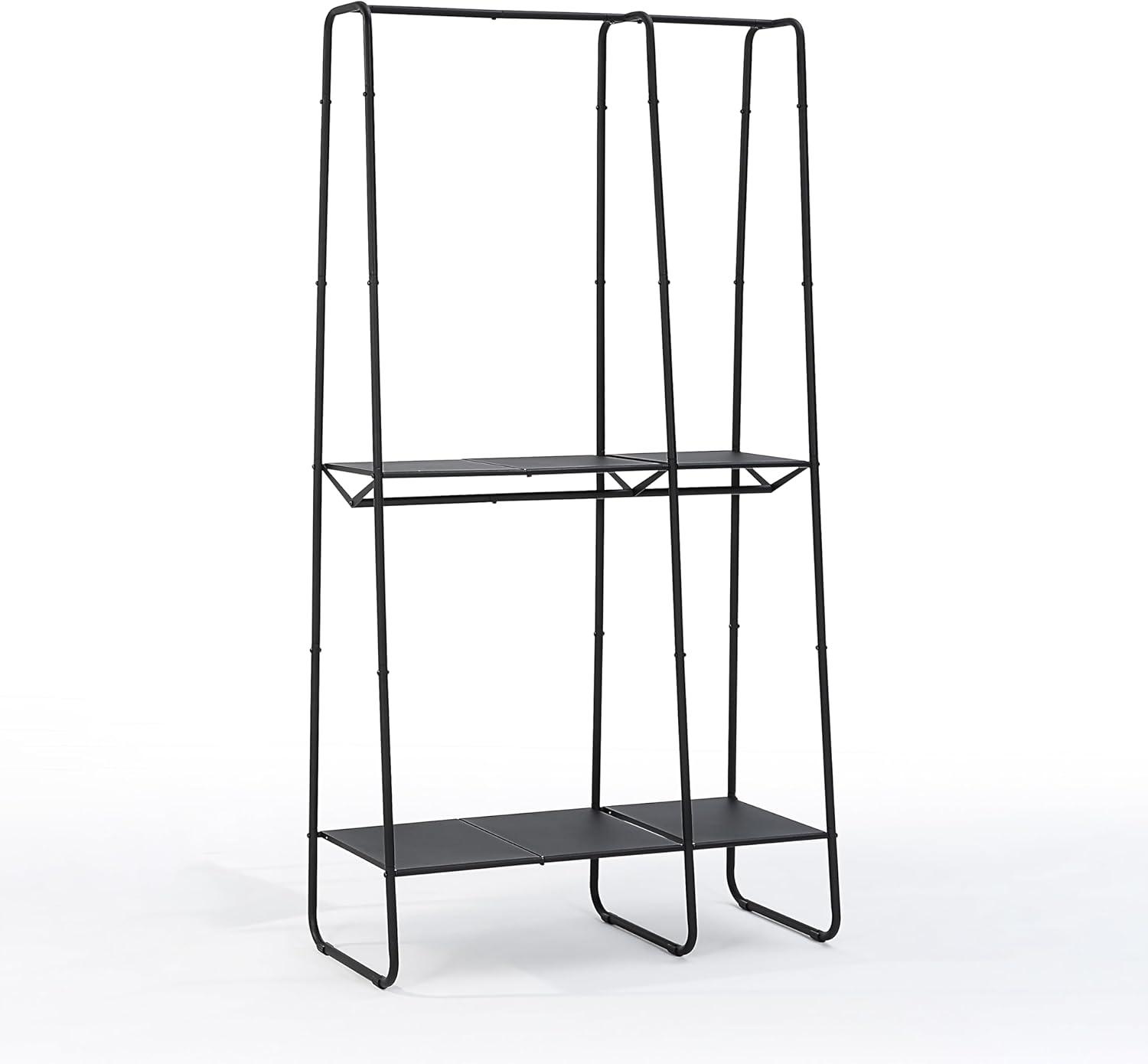 Black Extra-Large Metal Freestanding Clothing Rack with Shelves