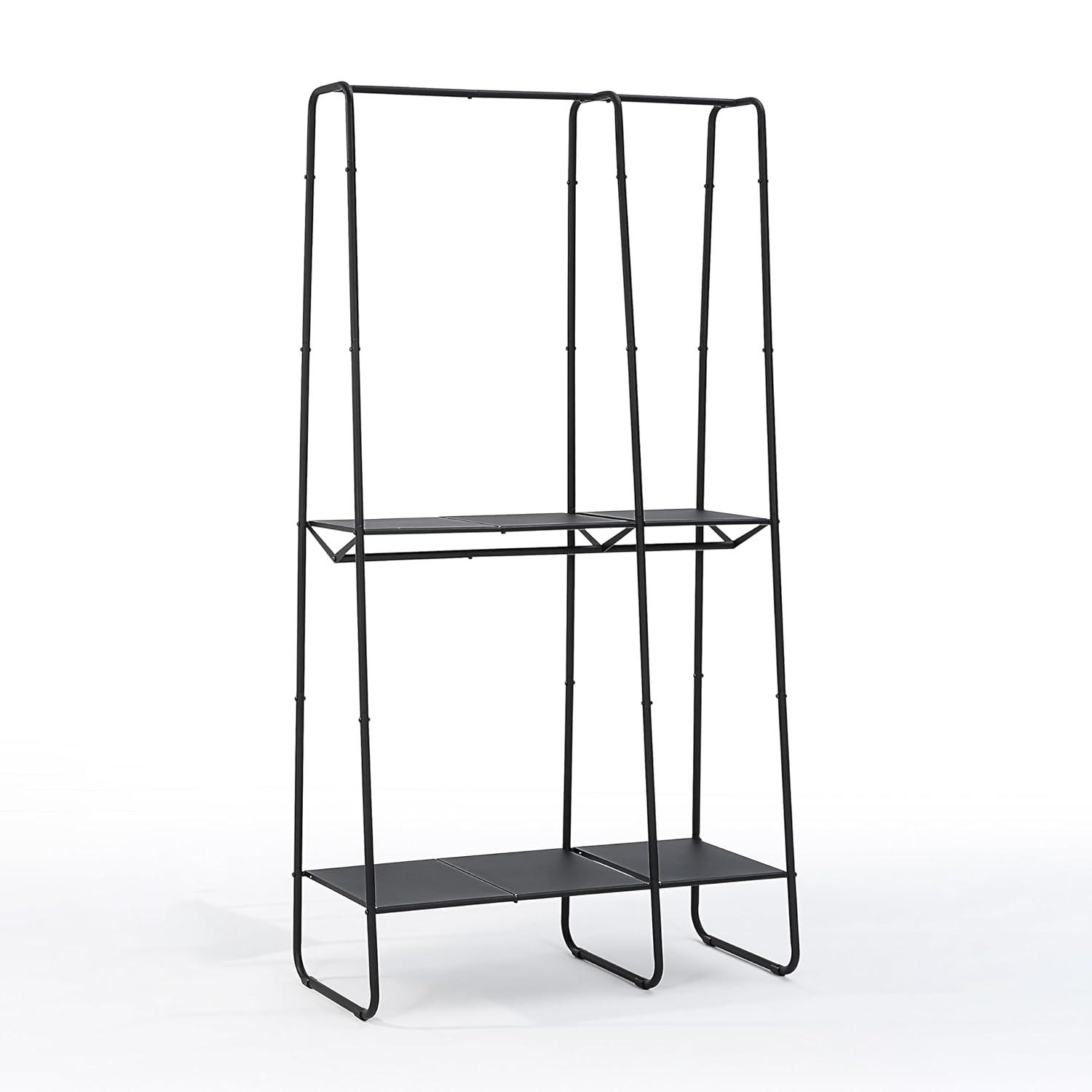 Black Extra-Large Metal Freestanding Clothing Rack with Shelves