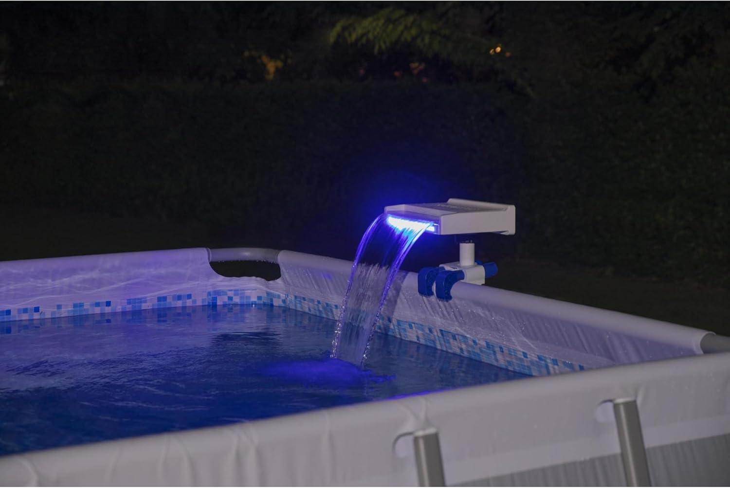 Bestway 58619E Flowclear Soothing 7 Mode Multi Colored LED Relaxing Waterfall Cascade Above Ground Swimming Pool Attachment, White