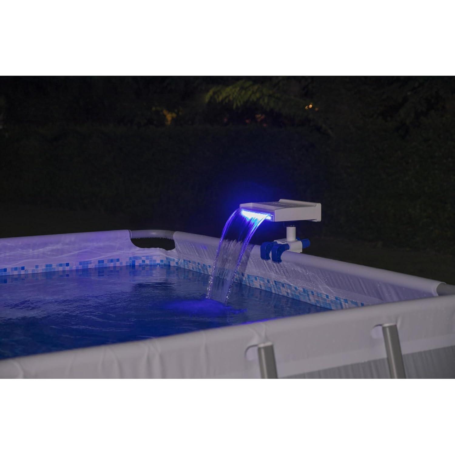 Bestway 58619E Flowclear Soothing 7 Mode Multi Colored LED Relaxing Waterfall Cascade Above Ground Swimming Pool Attachment, White