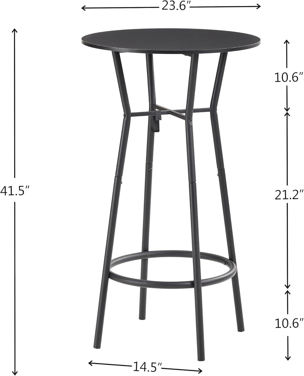 3 Piece Bar Table Set for 2 - Pub Table Set with 2 Metal Hooks and Round Footrest, Counter Stools Set of 2 with Back & Padded Seat, Tall Table and Chairs for Dining Room, Pub, Kitchen