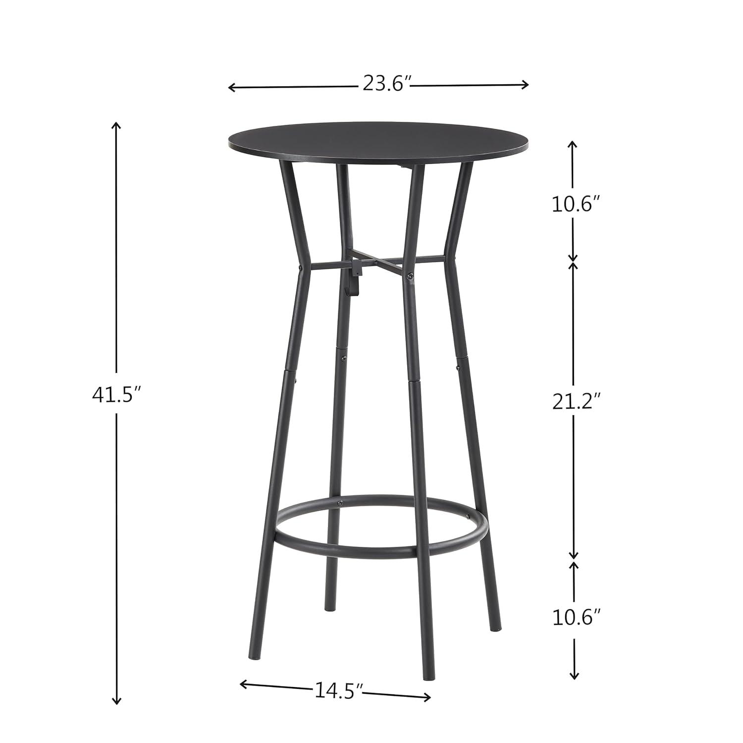 3 Piece Bar Table Set for 2 - Pub Table Set with 2 Metal Hooks and Round Footrest, Counter Stools Set of 2 with Back & Padded Seat, Tall Table and Chairs for Dining Room, Pub, Kitchen