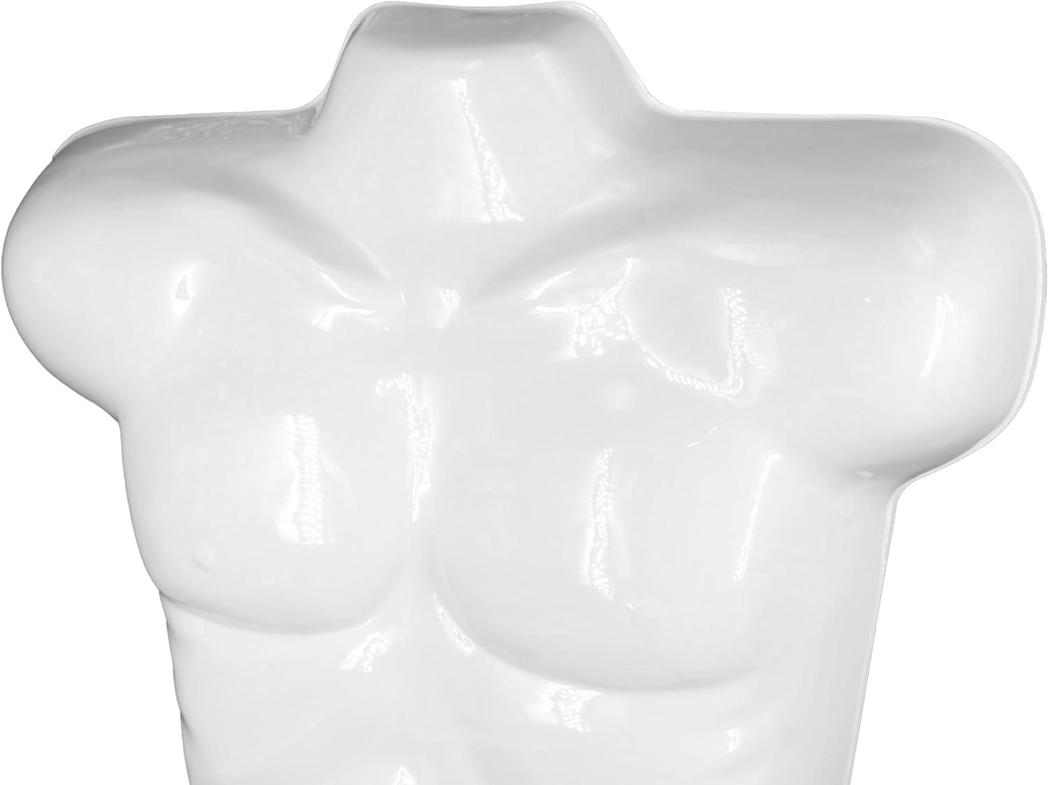SSWBasics Economy Male White Plastic Countertop Mannequin - Fits Men's Sizes S-L