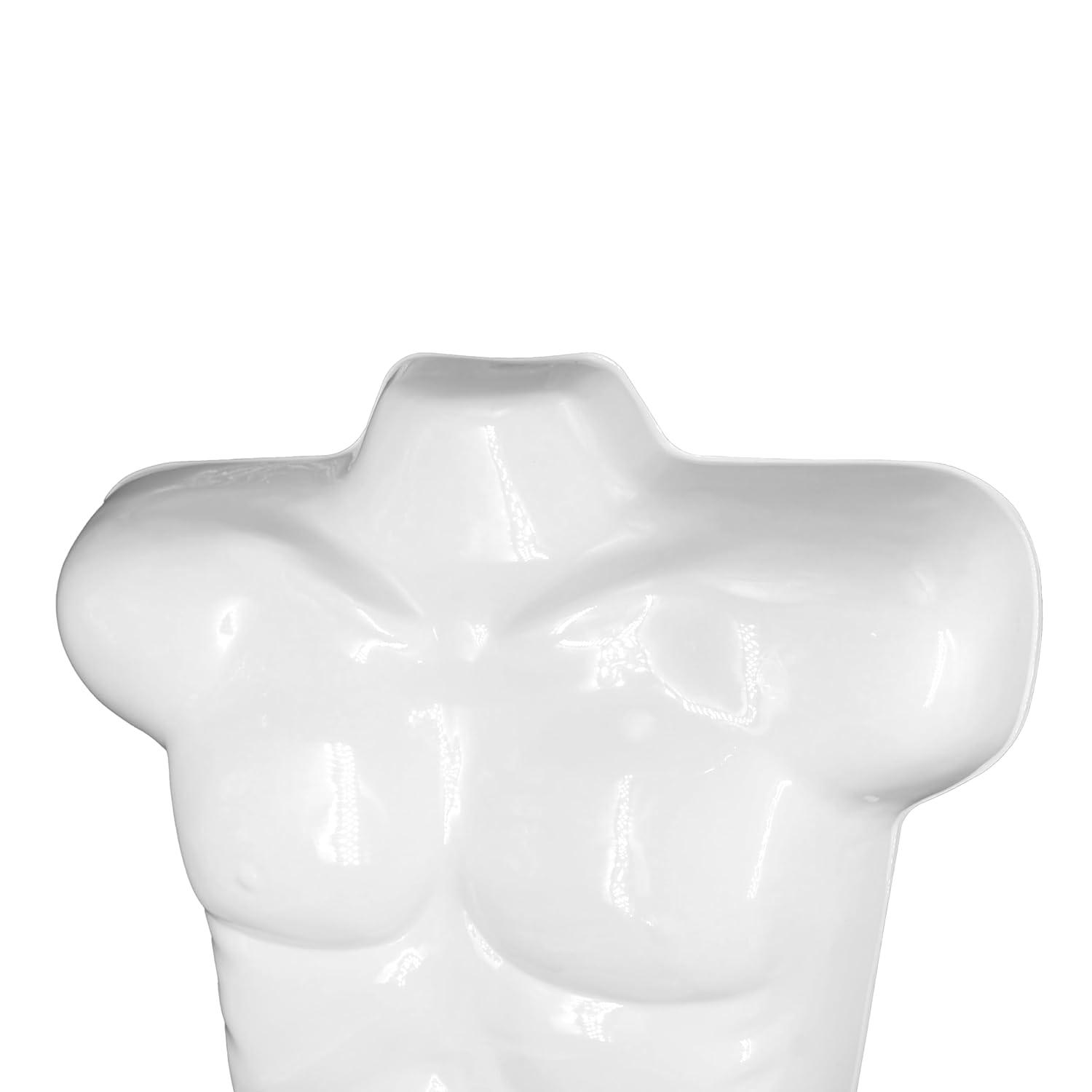 SSWBasics Economy Male White Plastic Countertop Mannequin - Fits Men's Sizes S-L