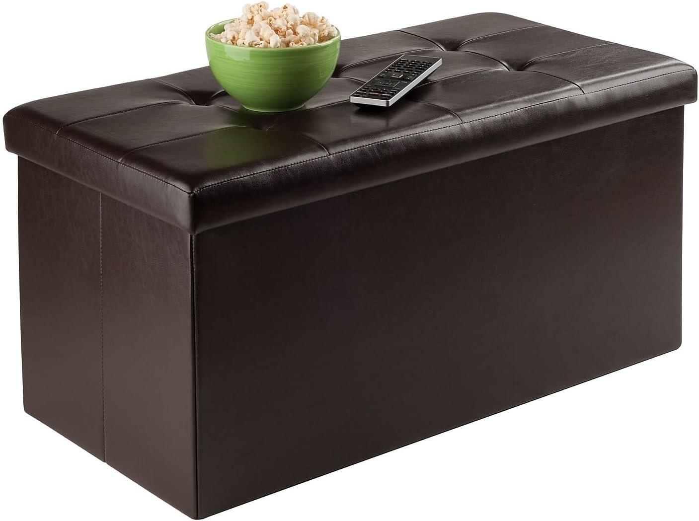 Winsome Ashford Ottoman with Accent Stools - Faux Leather - Espresso : Upholstered Entryway Bench, Footrest, No Assembly Required