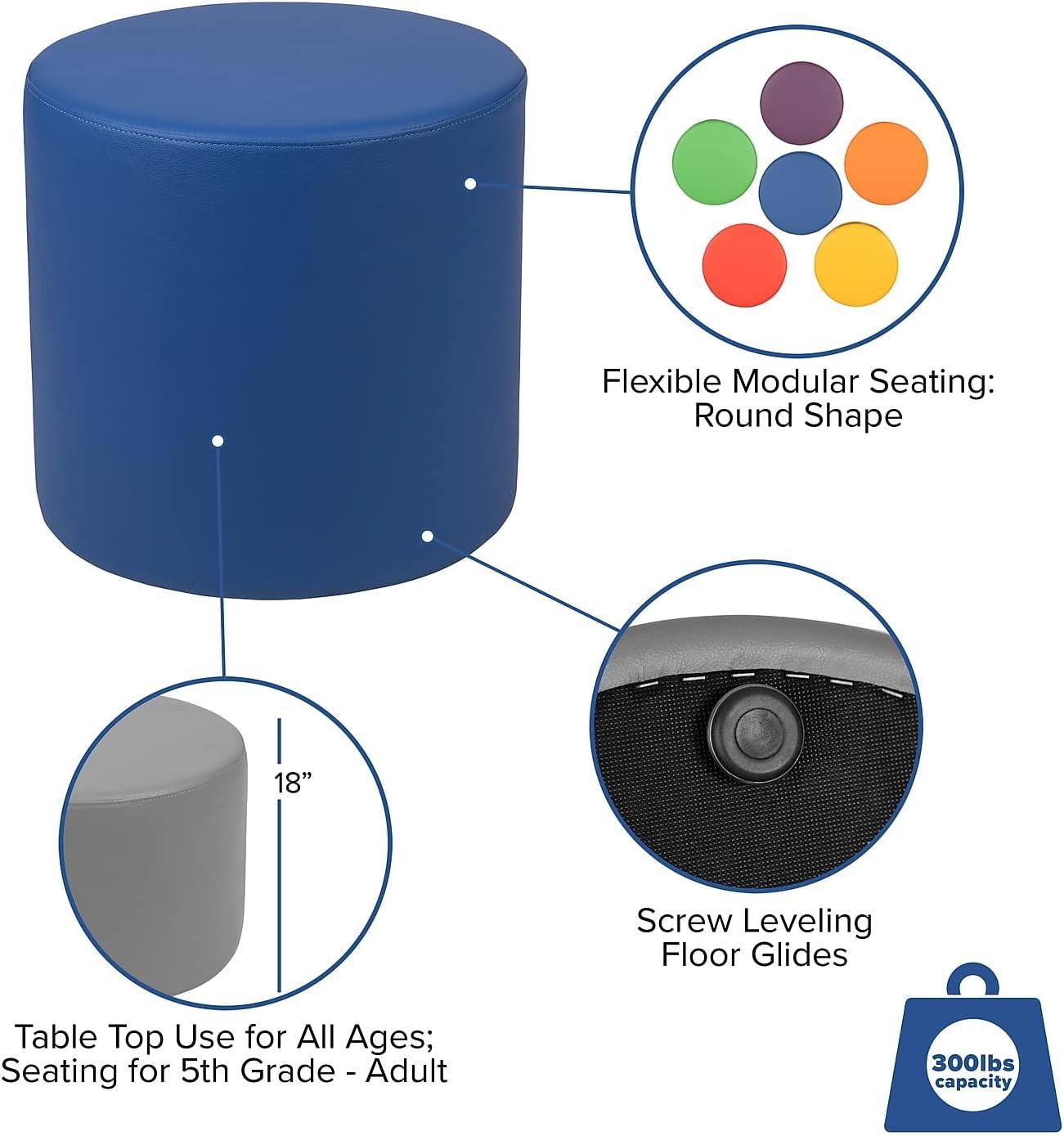 Nicholas Flexible Learning Modular Soft Seating Circle Ottoman for Classrooms and Common Spaces