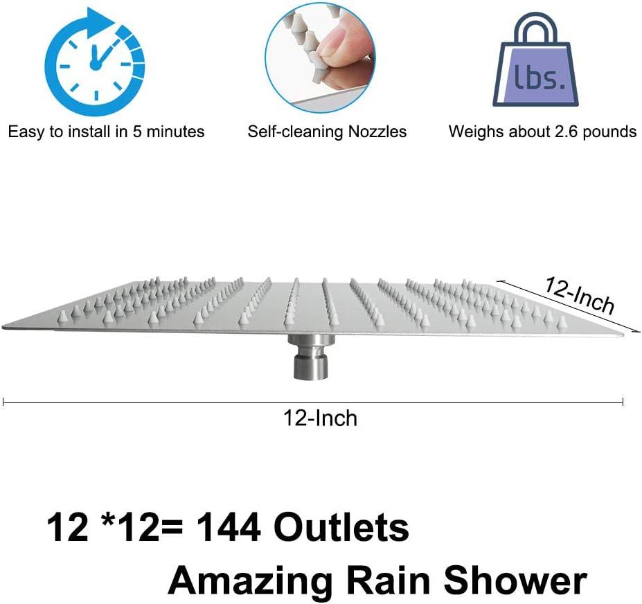 12-Inch Brushed Nickel Square Rainfall Shower Head