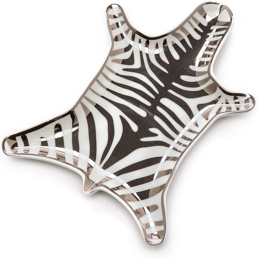 Silver Porcelain Zebra Print Novelty Dinner Plate