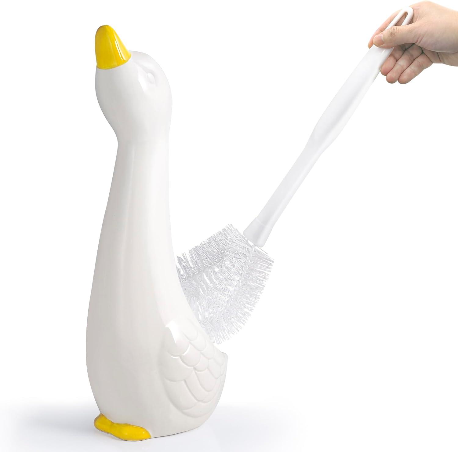 Duck Ceramic Toilet Brush And Holder by Allure Home Creation