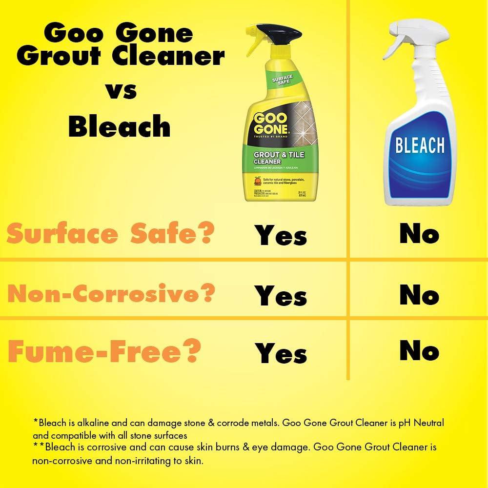 Goo Gone Grout and Tile Cleaner - 28 Ounce - Removes Tough Stains Dirt Caused by Mold Mildew Soap Scum and Hard Water Staining - Safe on Tile Ceramic Porcelain