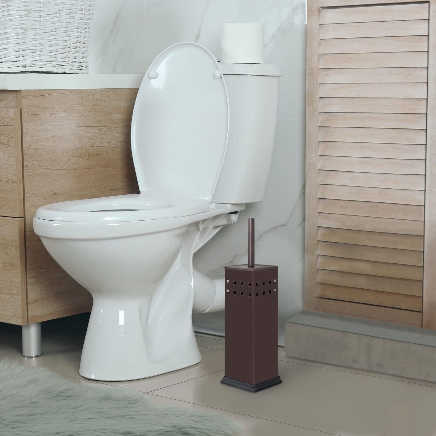 Bronze Ventilated Toilet Brush and Holder Set