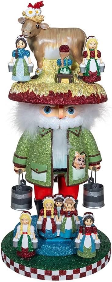 16.5-inch Festive Nutcracker with Eight Maids A Milking