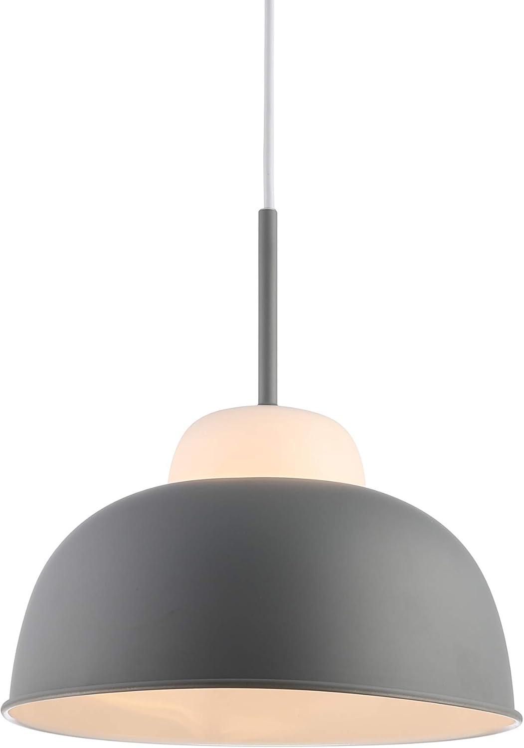 Simon 12" Adjustable Metal/Glass LED Pendant, Gray